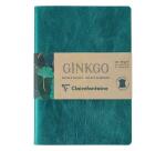 Ginkgo, Set de 2 carnets cousu fil A5 14,8x21 cm, 64 pages, ligné. 1 carnet couverture cuir + 1 carnet couverture carte imprimée, ass.