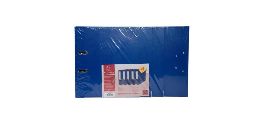 Lot de 5 classeurs à levier intérieur et extérieur en polypropylène - dos de 80mm - mécanique Prem'Touch - A4