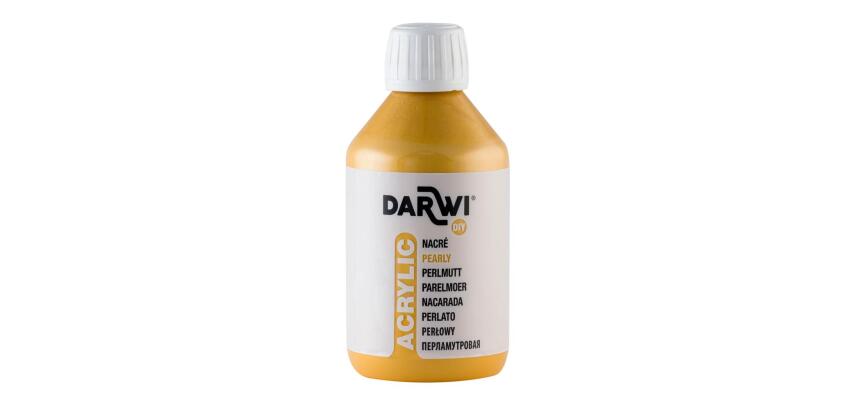Darwi Flacon de 250 ml de Peinture Acrylique Universelle Nacrée - Jaune or