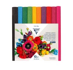 CRÉPON FLEURISTE, Pack de 10 rouleaux au format 25x100cm - Assortiment vif