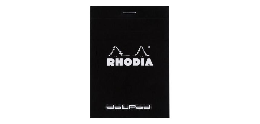 dotPad - bloc agrafé Rhodia N°12 8,5x12 cm dot 80 feuillets 80g - Noir