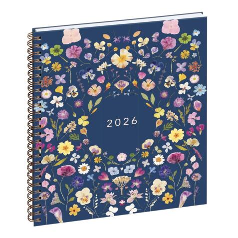 Agenda de bureau Eurotime 22S spiralé Chemin des Marettes intérieur recyclé 18,5 x 22,5 cm Semainier décembre 2025 à décembre 2026 - Bleu