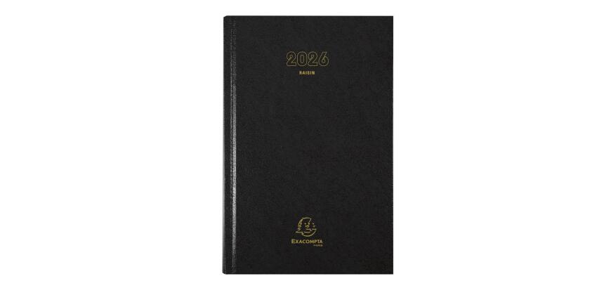 Agenda de bureau Raisin Euro et cents 16,5 x 24,5 cm Journalier 2026 - Noir