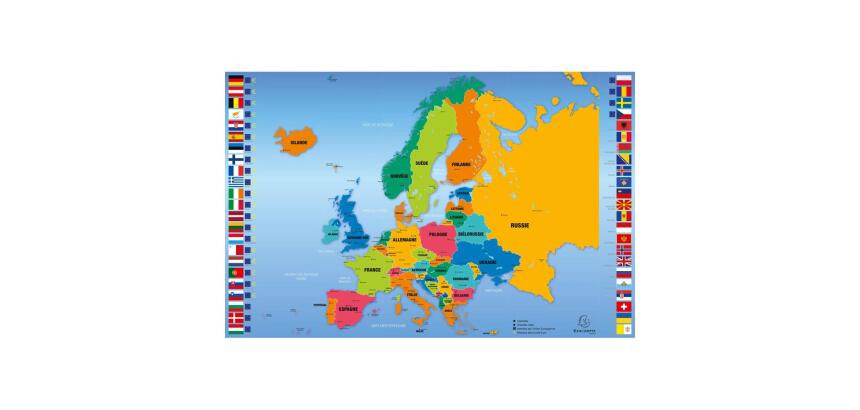 Protector de escritorio rígido de PVC con mapa de Europa - 37,5x 57,5 cm - Visual