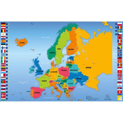 Protector de escritorio rígido de PVC con mapa de Europa - 37,5x 57,5 cm - Visual