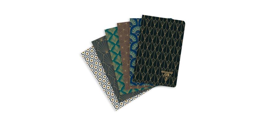 Neo Deco carnet piqûre textile 9x14cm 96 pages ligné motifs assortis papier ivoire 90g - Assortis