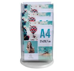 Distribuidor rotativo de mesa A4 ( 6 compartimentos) - 31,5 x 31,5 x 46 ,5 cm - 315x315x465 mm - Cristal