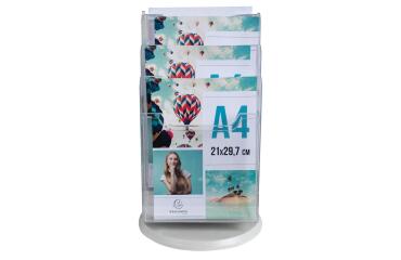 Distribuidor rotativo de mesa A4 ( 6 compartimentos) - 31,5 x 31,5 x 46 ,5 cm - 315x315x465 mm - Cristal