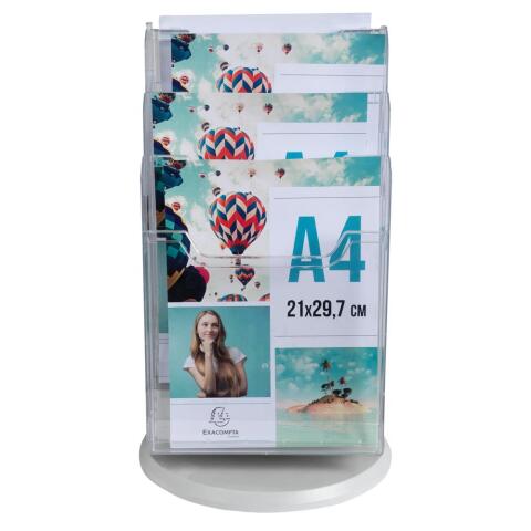Distribuidor rotativo de mesa A4 ( 6 compartimentos) - 31,5 x 31,5 x 46 ,5 cm - 315x315x465 mm - Cristal