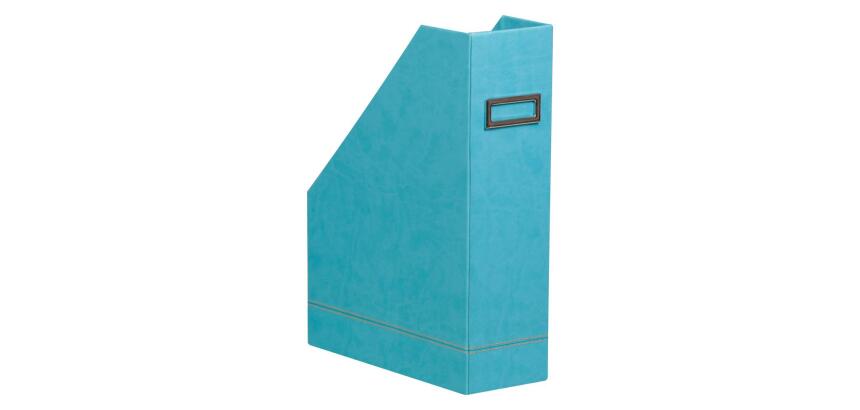 Rhodiarama porte-revues simili cuir italien 10x25x31 cm - Turquoise