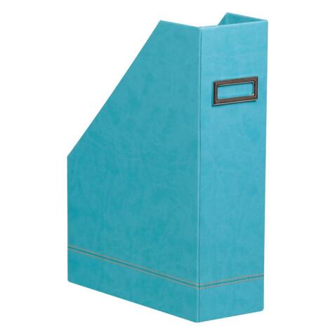Rhodiarama porte-revues simili cuir italien 10x25x31 cm - Turquoise