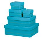 Rhodiarama set 5 boîtes gigognes simili cuir italien 44x34x16 cm - Turquoise