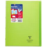 Cahier piqué Koverbook 24x32cm 96 pages petits carreaux couverture polypropylène transparent - Vert
