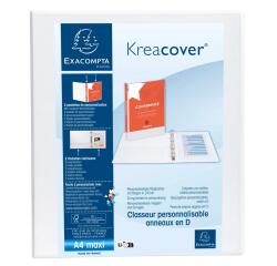 Carpeta Exacompta 2 anillas mixtas 25mm forrada 3 bolsos exteriores Krea Cover - A maxi - Blanco