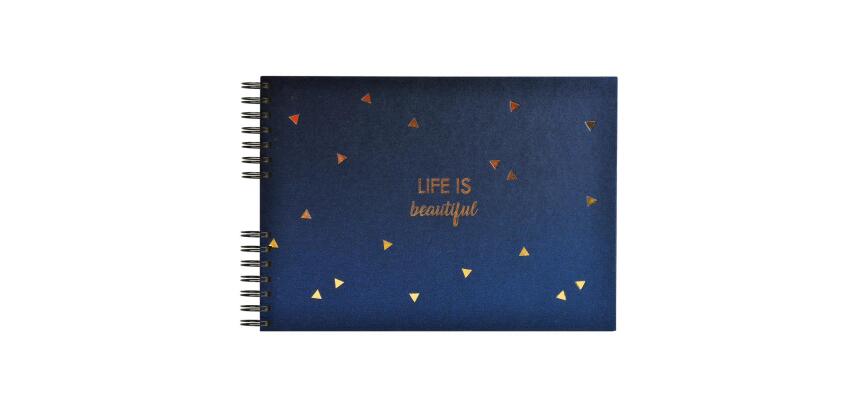 Album photos à spirales 50 pages noires - Format 32x22cm - LIFE rouge