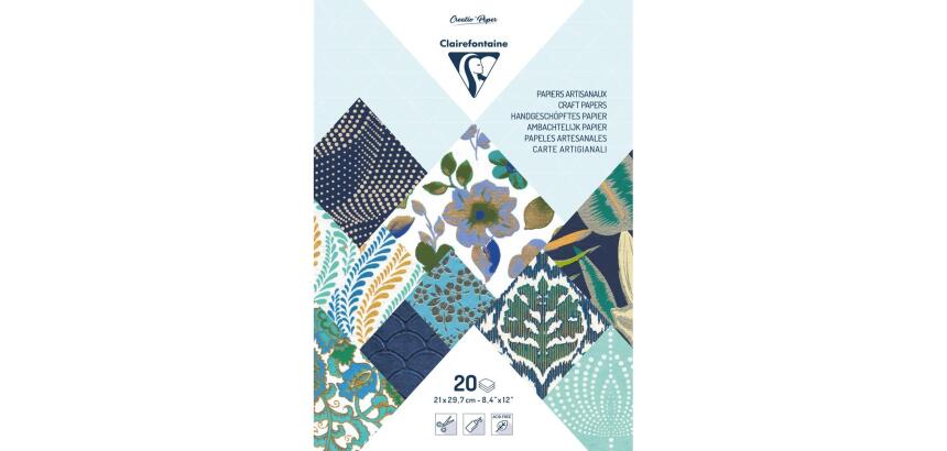 PAPIER ARTISANAL, Bloc encollé de 20 feuilles au format 21x29,7cm