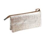 KLEO-PATHRA CUIR Grande Pochette 2 compartiments 22x11 cm Argent