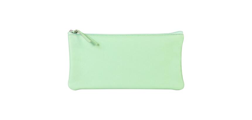 CUIR TEINTÉ Trousse plate 22x11 cm Vert pistache