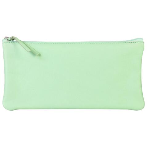 CUIR TEINTÉ Trousse plate 22x11 cm Vert pistache