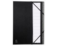 Sorteermap Ordonator® - 12 indelingen - genummerde tabs van 1 - 12 - Zwart