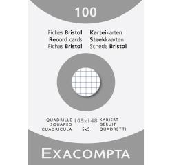 Pk 100 Exa Record Cards 105/148 Sq White - White