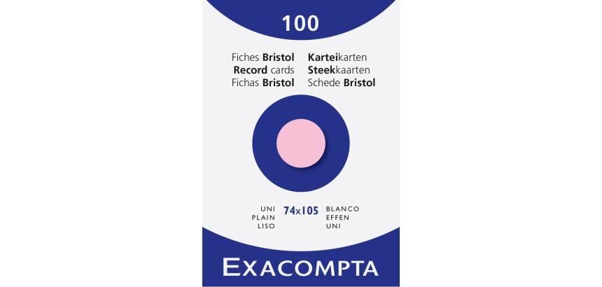 Fichas de cartulina bristol 205 g/m2 - Liso - 74x105 mm - Rosa