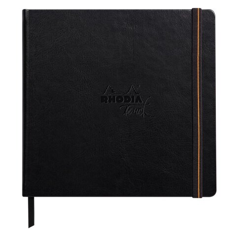 Rhodia Touch - Carb'on Book - brochure rembordé rigide 21x21 cm 112p uni papier Carb'on NOIR 120g - Noir