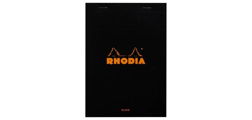 Bloc agrafé Rhodia N°16 14,8x21 cm 80 feuillets uni 80g - Noir