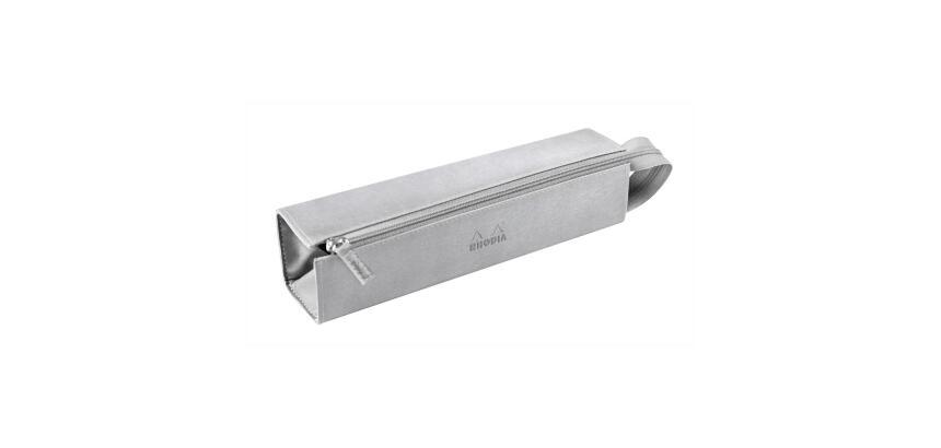 Rhodiarama trousse plumier simili cuir italien 23x5x5 cm - Argent