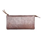 KLEO-PATHRA CUIR Grande Pochette 2 compartiments 22x11 cm Argent