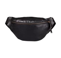 Schwarze Gürteltasche aus Leder, 30x16,2 cm - Schwarz