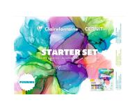 Coffret Starter Set Alcohol Ink A5 Bloc Alcohol Inkpad Clairefontaine et Encres à alcool Cernit