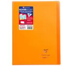 Cahier piqué Koverbook A4 96 pages petits carreaux + marge couverture polypropylène transparent - Assortis