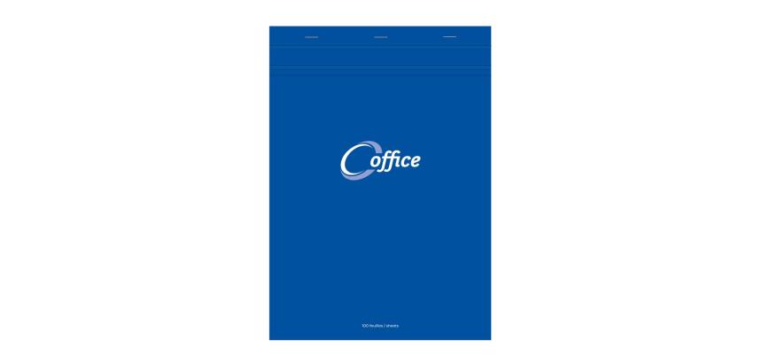 Bloc de bureau Office agrafé en-tête A4 100 feuilles petits carreaux 56 g - Bleu