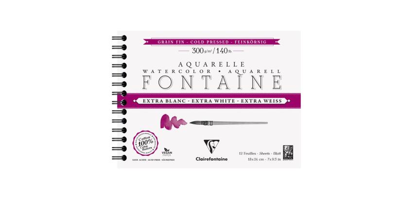 Fontaine Extra Blanc Grain Fin album spiralé 12F 18x24cm 300g