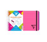 Carnet de fiches de révision Linicolor FRESH reliure intégrale 15,2x10,2 cm 50 fiches ligné 5 bandes de couleurs couverture plastique polypropyène rainuré - Fuchsia