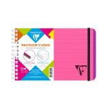 Carnet de fiches de révision Linicolor FRESH reliure intégrale 15,2x10,2 cm 50 fiches ligné 5 bandes de couleurs couverture plastique polypropyène rainuré - Fuchsia