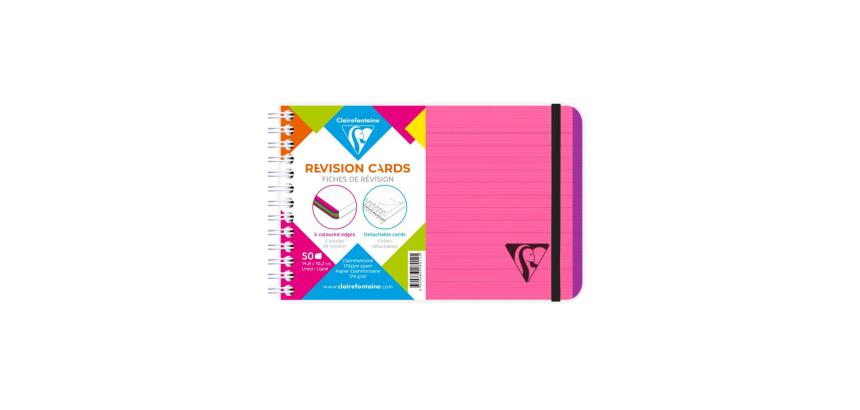 Carnet de fiches de révision Linicolor FRESH reliure intégrale 15,2x10,2 cm 50 fiches ligné 5 bandes de couleurs couverture plastique polypropyène rainuré - Fuchsia