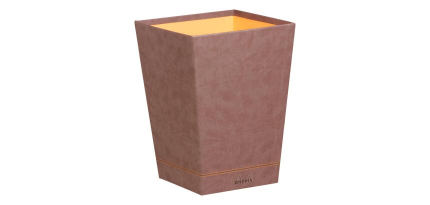 Rhodiarama corbeille à papier simili cuir italien 27x27x32 cm - Chocolat