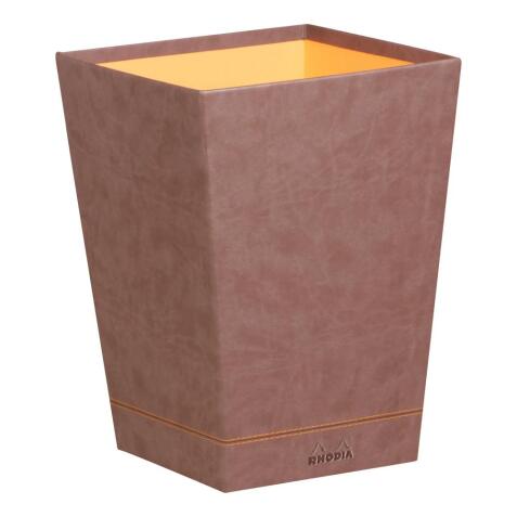Rhodiarama corbeille à papier simili cuir italien 27x27x32 cm - Chocolat