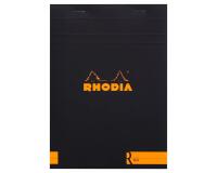 Bloc agrafé Rhodia le R N°16 14,8x21 cm 70 feuillets ligné 90g - Noir