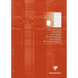 Bloc de cours encollé grand côté A4 200 pages détachables perforées 4 trous quadrillé 4x8 - Tangerine