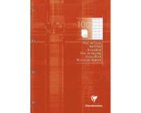 Bloc de cours encollé grand côté A4 200 pages détachables perforées 4 trous quadrillé 4x8 - Tangerine