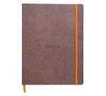 Rhodiarama carnet souple 19x25 cm 160 pages ligné papier ivoire 90g fermeture élastique - Chocolat