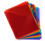 Intercalaires avec pochette polypropylène 12 positions - A4 maxi - Couleurs assorties