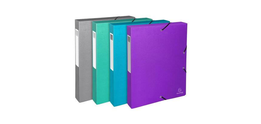 Boite de classement Exabox Dos 40mm carte enduite Teksto - A4 - Couleurs assorties