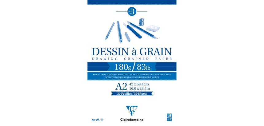 Dessin à Grain bloc collé 30F A2 180g