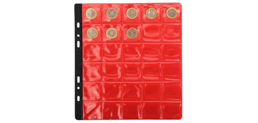 Sachet de 3 recharges numismatiques 30 cases de diamètre 30mm - 24,5x25 cm - Cristal