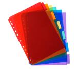 Intercalaires PP transparent couleurs avec porte étiquette A4 6 positions - Couleurs assorties