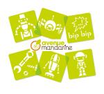 Set de 6 pochoirs enfants, Robots - Orange